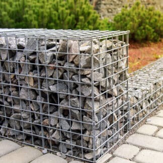 Gabion stone fence